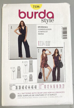 Burda Style 7536 Jumper and Romper Summer Pattern Easy Sew Misses Sz 10-22 UNCUT